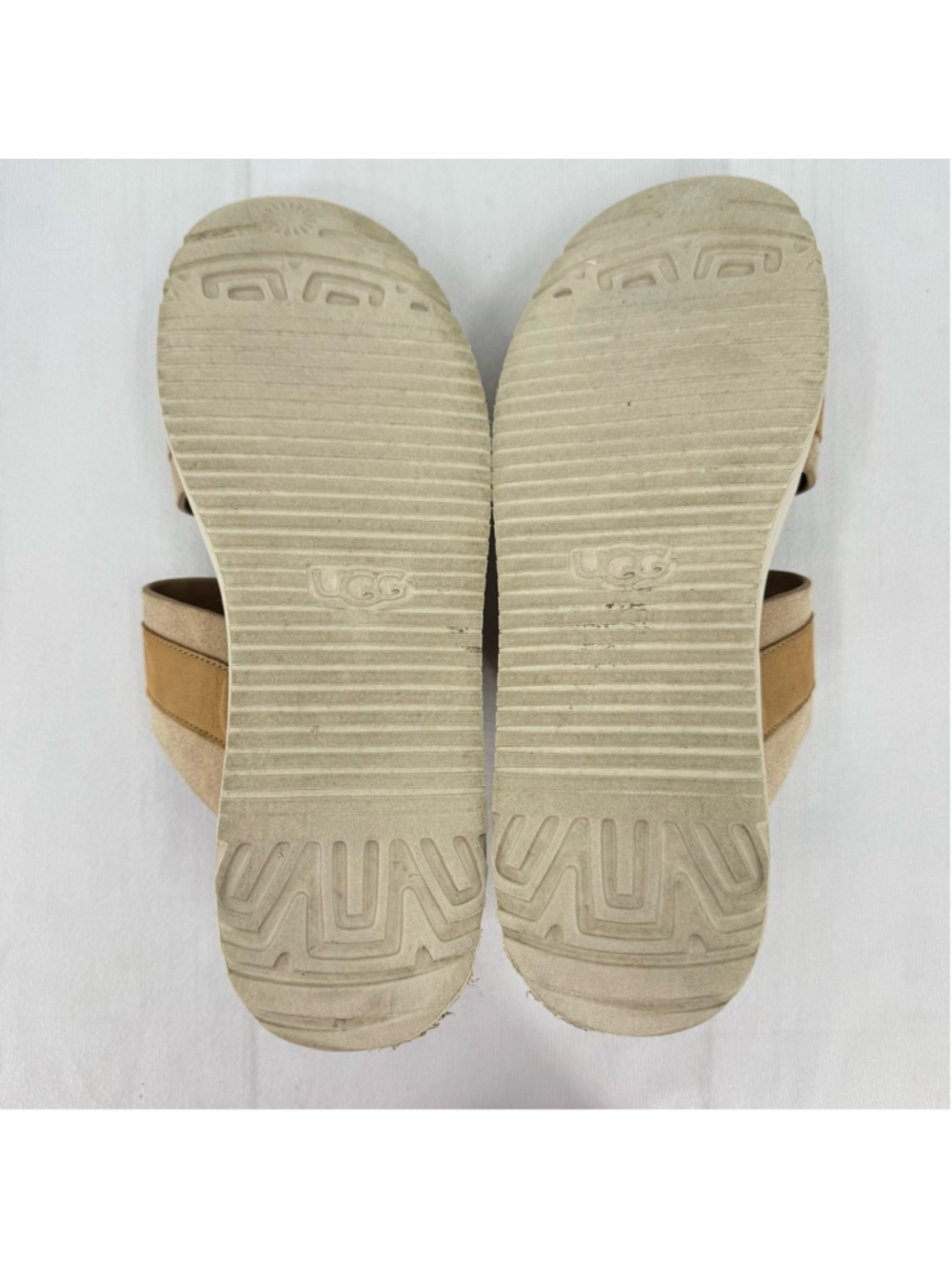 UGG Beige Suede Dual-Strap Slide Sandals - Picture 10 of 13